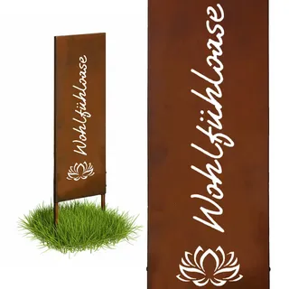 Relaxdays Gartenstecker Rostbraun Edelrost 115 cm , Braun , Metall , 1.5 cm , Dekoration, Gartendeko