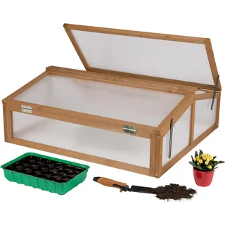 needs&wants Frühbeet Aufsatz aus Holz, wetterfest mit Abdeckung, für Garten & Balkon , Braun , 90x32x82 cm , Gartenzubehör, Gartenpflege