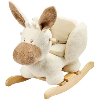 Nattou Schaukeltier, Esel, Inkl. Sicherheitsgurt, Fröhliches Hin- und Herschaukeln, 100% Polyester, Teddy, Ecru
