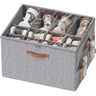 SONGMICS Schuh-Organizer, Schuhaufbewahrung, für 16 Paar Schuhe, Schuhbox, Griffe, platzsparend, Aufbewahrungsbox mit transparentem Deckel, anpassbar, für Schrank, taubengrau LSP555G01