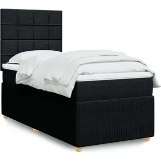 Langlebige Boxspringbett mit Matratze Schwarz 90x190 cm Stoff Gästebett mit Lattenrost Möbel3610055 - Schwarz