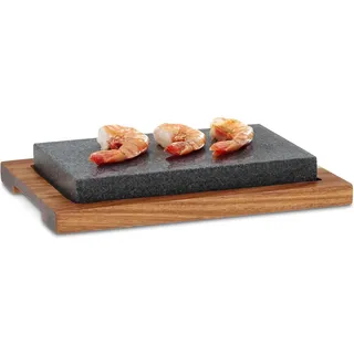 Kela Heißer Stein mit Servierplatte, Steingrill, Lavastein Steakbrett 24 x 16 x 4 cm, Hot Stone Grill, COUNTRY