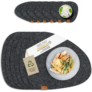 MIQIO® Filz Tischset Stone - 12er Set Nachhaltige Premium Platzsets | Schadstoffgeprüft Ökotex | Aus 100% Recycelten PET Flaschen | 40x32 cm abwaschbar Filzuntersetzer + Glas Untersetzer rund