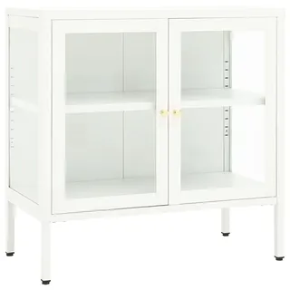 Sideboard Weiß 70x35x70 cm Stahl und Glas - Weiß