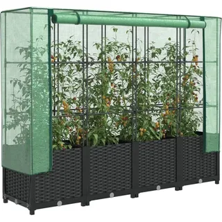 vidaXL Hochbeet mit Gewächshausabdeckung 160 x 40 x 138 cm Schwarz