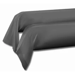 Home Linge Passion Kopfkissenbezüge für Nackenrolle, Baumwolle, grau, 85x185 cm, 2