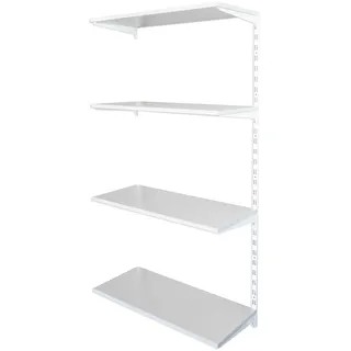 Biedrax Wandregal - Anbauregal 50 x 80 x 150 cm, Farbe weiss - 4 Fachboden grau