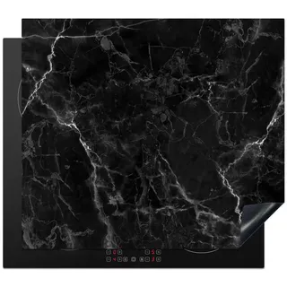 MuchoWow Herdabdeckplatte Marmor - Schwarz - Weiß - Textur - Marmoroptik 59x52 cm , Kunststoff , Rechteckig , 59x0.2x52 cm , Made in Europe , Küchen, Küchenelektrogeräte, Herde, Herdabdeckplatten