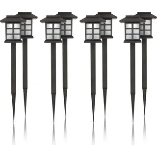LED Solar Gartenleuchten für Außen ( 8er Pack), wetterfest IP44 spritzwassergeschützt, 38 cm Stecklampe mit Erdspieß, Beleuchtung für Terrasse
