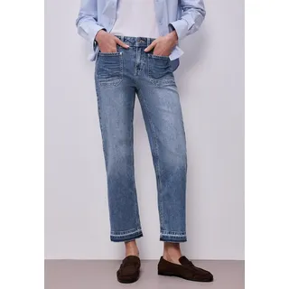 STREET ONE Straight Leg Jeans mit Saumdetail mid Blue washed, 32,
