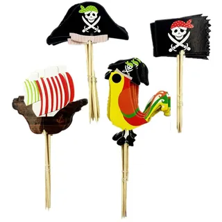 Pirate Tortenstecker,48 Stück Piratenparty Piraten Kuchen Topper Cupcake Topper Pirate Tortenstecker Piratenschiff Kuchen Deko für Piraten Thema Junge Kinder Geburtstag Party Muffin Cupcake Deko