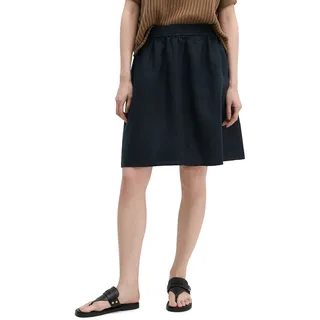 A-Linien-Rock MARC O'POLO, Damen, Gr. 42, deep night blau, Web, Obermaterial: 100% Leinen, A-Linie knieumspielend, Röcke A-Linien-Rock, flared mit elastischem Bund