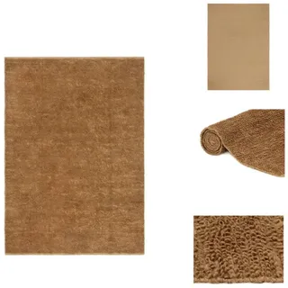 vidaXL Schlingenteppich Handgefertigt 200x300 cm Jute und Baumwolle - Teppiche - Braun