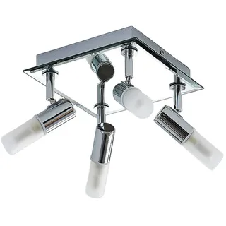 Lindby Deckenlampe Zela (spritzwassergeschützt (Modern) in Chrom aus Metall (4 flammig, G9) - Bad Deckenleuchte Lampe Licht nach oben & unten Badezimmerleuchte