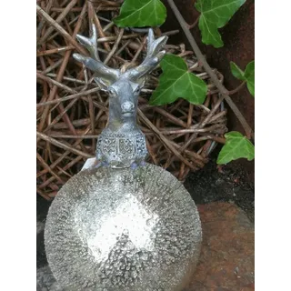 Christbaumkugel Oisin mit Hirschkopf, antiksilber