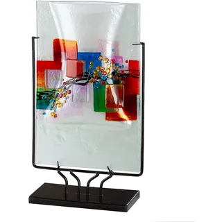 Glas Art Bodenvase Willou aus Glas - rechteckig - weiß - Höhe 49cm x Breite 30cm - Nicht wasserdicht - handbemalt