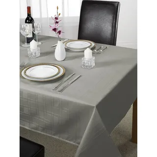 Emma Barclay Jacquard-Tischdecke, kariert, rund, 178 cm, silberfarben