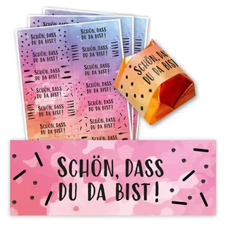 60 Aufkleber Schön, dass du da bist I buntes Gastgeschenk passend für Küsschen I dv_1358