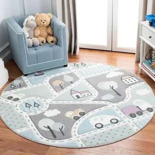 Safavieh Zeitgenössische Teppich für Wohnzimmer, Esszimmer, Schlafzimmer - Carousel Kids Collection, Kurzer Flor, Mehrfarbig, 160 x 160 cm