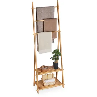 Relaxdays Handtuchständer Hellbraun Holz 53,5x153x30 cm