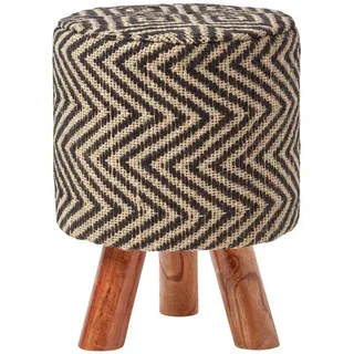 Homescapes Dreibein-Hocker Jute gemustert 32 x 42 x 32 cm Schwarz