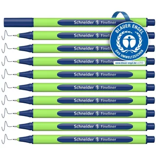 Schneider Line-Up Fineliner (Strichstärke 0,4 mm, aus biobasiertem Kunststoff, ausgezeichnet mit Der blaue Engel) 10 Stück, mystic-blue