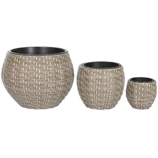 home esprit Blumentopf-Set, Polypropylen, Rattan, 49 x 49 x 36 cm