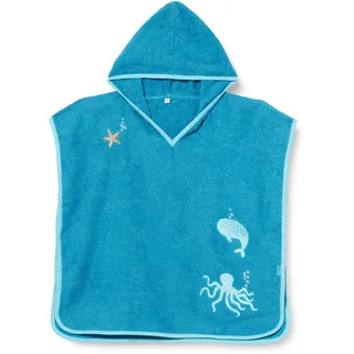 Playshoes Unisex Kinder Frottee-Poncho Bademantel Handtuch, Meerestiere, L (ab ca. 4 Jahre)