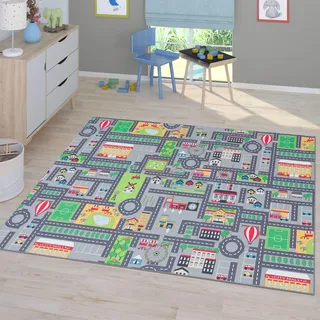 TT Home Kinderzimmerteppich Teppich Junge Mädchen Kinderteppich Baby rutschfest Straße, Farbe: Grau 4, Größe:120x160 cm