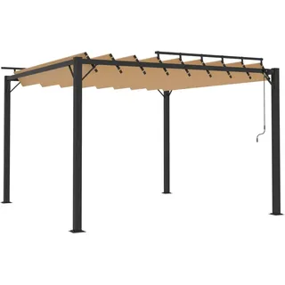 vidaXL Pergola mit Lamellendach 3x3 m Taupe Stoff und Aluminium - Taupe