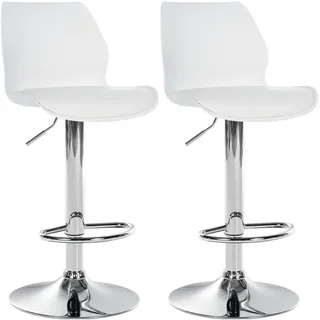 CLP Barhocker 2er Set Kunststoff weiß , Weiß , Metall , 39x82x42 cm , Esszimmer, Barmöbel, Barhocker