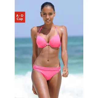 Push-Up-Bikini-Top BUFFALO "Happy", Damen, Gr. 32, Cup A, rosa, Microfaser, Polyamid, unifarben, Bikini-Oberteile Push-Up-Bikini-Top, in mehreren Trendfarben