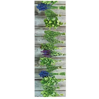 Schöner Wohnen Küchenläufer , Grün, Beige , Textil , Kräuter , rechteckig , 50x150 cm , für Fußbodenheizung geeignet, rutschfest, schmutzabweisend , Teppiche und Böden, Teppiche, Teppichläufer, Küchenteppiche