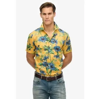 Superdry für Herren. M4010947A Hawaii-Hemd gelb (XL), Lässig, Modal, Kurzarm