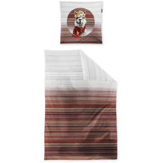 IRISETTE Zobel 8556 Gestreift Rot 135 x 200 cm + 80 x 80 cm