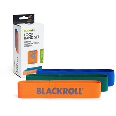 BLACKROLL® Loop Band Set (3er), Fitnessband Set für funktionales Training, hautfreundliche Trainingsbänder in 3 Stärken: leicht (orange), mittel (grün) & stark (blau), Made in Germany
