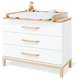 Pinolino Wickelkommode , Weiß, Ahornfarben , Holz , Kiefer,Kiefer , massiv , 3 Schublade(n) Schubladen , 115x98x56-78 cm , Babymöbel & Kindermöbel, Babyzimmer, Wickelkommoden & Zubehör, Wickelkommoden