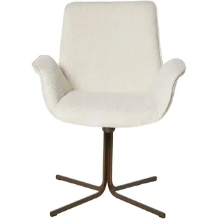 Schalenstuhl JAHNKE "POLE TWIST", sanftes weiß, matt kupfer, kupfer, B:65cm H:85cm T:63cm, Polyester, Stühle, Schalenstuhl, Drehbar, gepolstert, mit Armlehnen, Metallgestell, B:65xT:63xH:85 cm