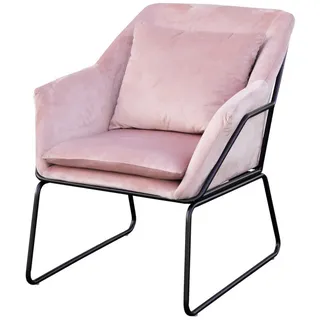 Svita Relaxsessel Josie Samt 68 x 82 x 64 cm Rosa mit Kissen