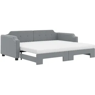 vidaXL Tagesbett Ausziehbar mit Matratze Hellgrau 80x200 cm Stoff - Grau