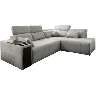 Kaiser Möbel Ecksofa Mindy VII mit Schlaffunktion und verstellbarer Rückenlehne, Stoff Verita Hellgrau Rechts , Textil , L-Form, Ottomane links, Ottomane rechts,L-Form , 288x230 cm , Reach , Wohnzimmer, Sofas & Couches, Wohnlandschaften, Ecksofas