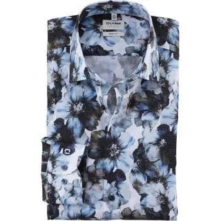 OLYMP Businesshemd »Level Five body fit« mit Allover-Print, blau