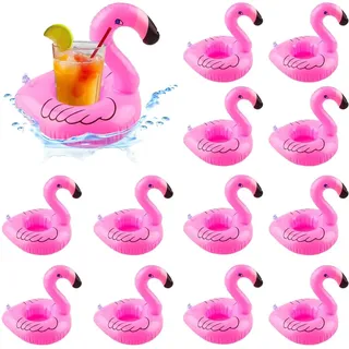 Aufblasbare Getränkehalter Flamingo,12 Stück Getränkehalter Pool Flamingo,aufblasbare Getränkehalter Set,aufblasbares Pool Getränkebecher für Sommer Beachparty Pool Hawaii Party (A)