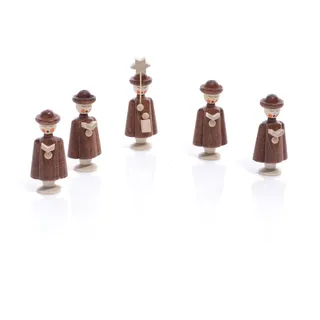 Erzgebirgische Holzwaren Thomas Preißler Rudolphs Schatzkiste Tischdeko Kurrendefiguren 5 Figuren Natur Höhe ca 5 cm NEU Kurrende Kirche Weihnachten singen Sänger Sternträger Seiffen Erzgebirge Gotteshaus