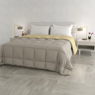 Italian Bed Linen Wintersteppdecke Elegant, Mikrofaser, Creme/Hellgrau, 260x260cm