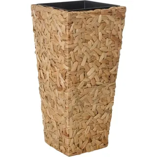 VIVANNO Pflanzkübel Blumenkübel Pflanzgefäß Wasserhyazinthe Natur 80x38x38 | Eckiger Pflanzentopf im Wild-Look für Innen, stabiler Pflanzen-Kübel inklusive wasserdichtem Einsatz für einfaches Bepflanzen