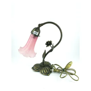 Abat-Jour Messing Mit Blume Dekorativ Und Glas Flöte Pink Nachttisch Zimmer