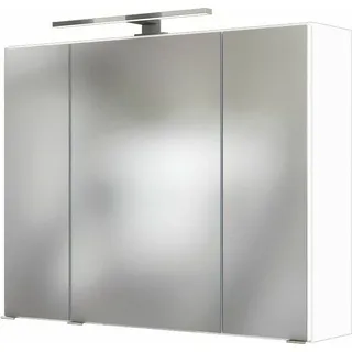Spiegelschrank Kornel 80cm 3 Türen und LED-Beleuchtung - weiß - Weiß