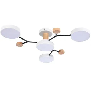 Schindora 4 Köpfe LED Deckenleuchte,36W Warmweiß 3000K,Holzdekor Deckenleuchter Ø66cm für Wohnzimmer Küche Esszimmer Home Office Kinderzimmer