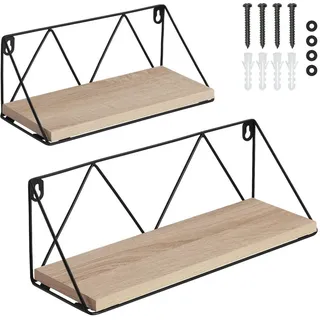 tectake Wandregal 2er Set Rockport,Tiefe 13 cm,Industrial Holz hell, Eiche Sonoma , Holzwerkstoff , Quadratisch , 13x14.5x41 cm , Wohnzimmer, Regale, Wandregale